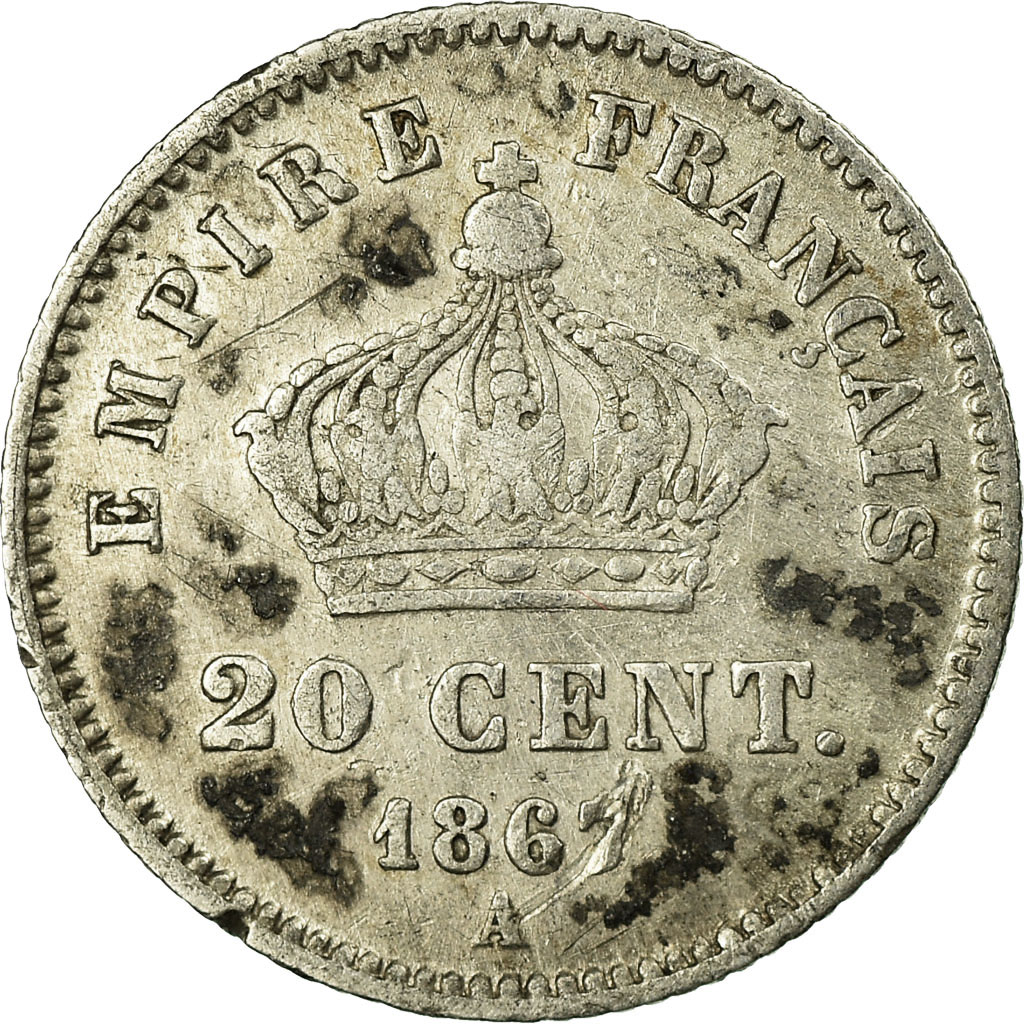 Coin, France, Napoleon III, Napoléon III, 20 Centimes, 1867, Paris, 