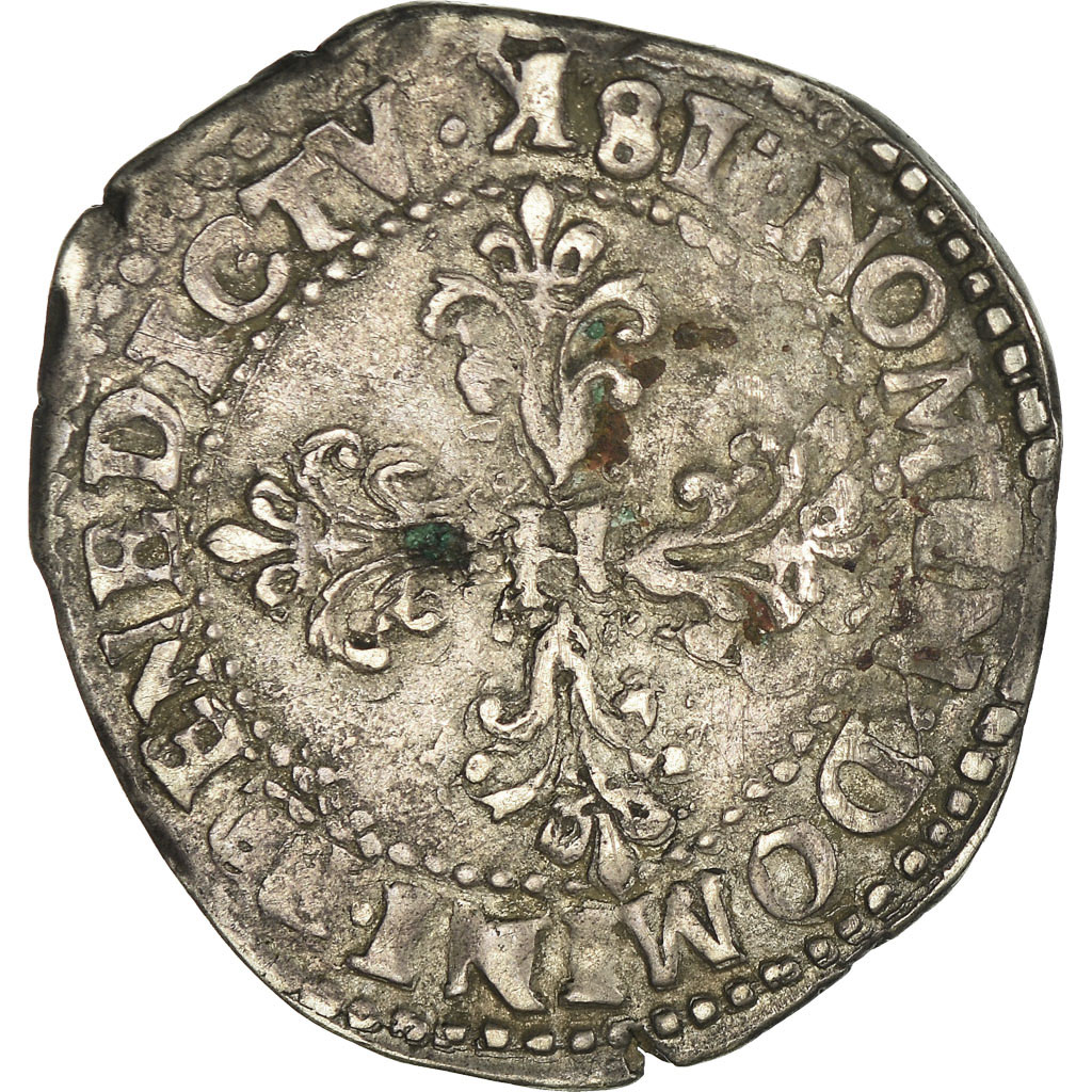 Coin, France, Henri III, Demi franc au col plat, 1/2 Franc, 1589, Bordeaux