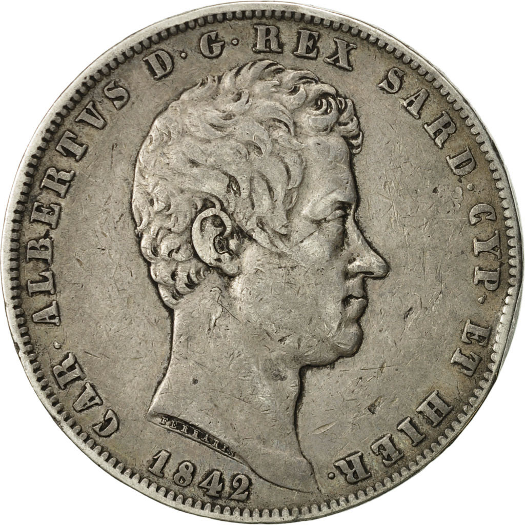 Coin, ITALIAN STATES, SARDINIA, Carlo Alberto, 5 Lire, 1842