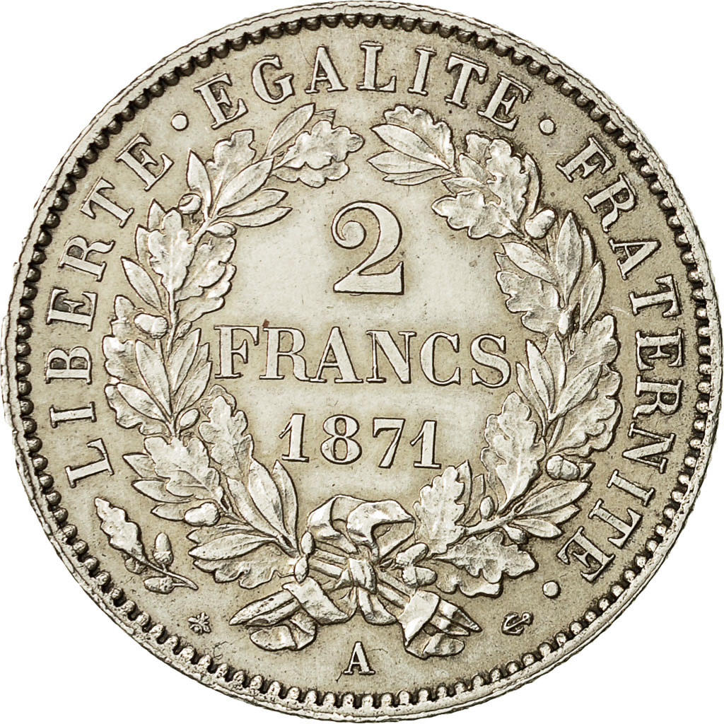 Coin, France, Cérès, 2 Francs, 1871, Paris, , Silver, KM:817.1