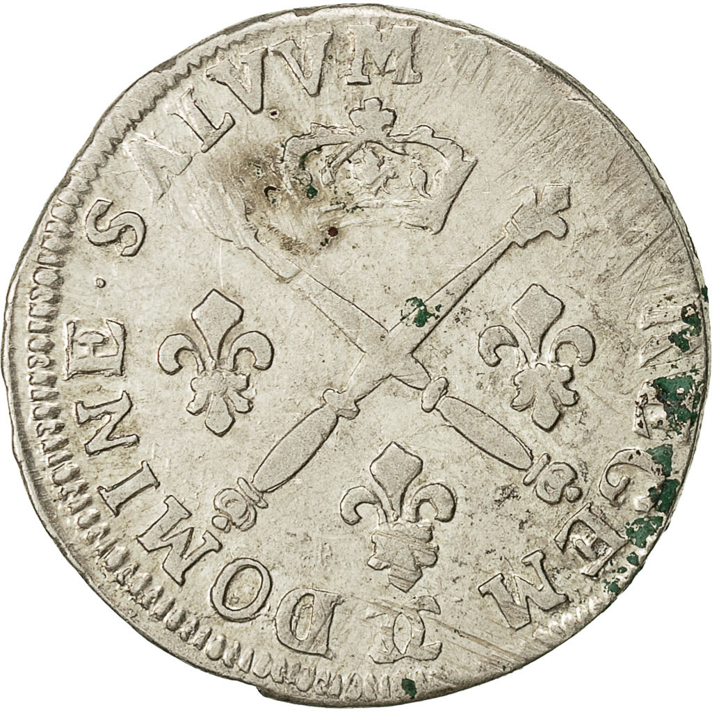 Coin, France, Louis XIV, 20 Sols aux insignes, 1/4 Ecu, 1708, Besançon