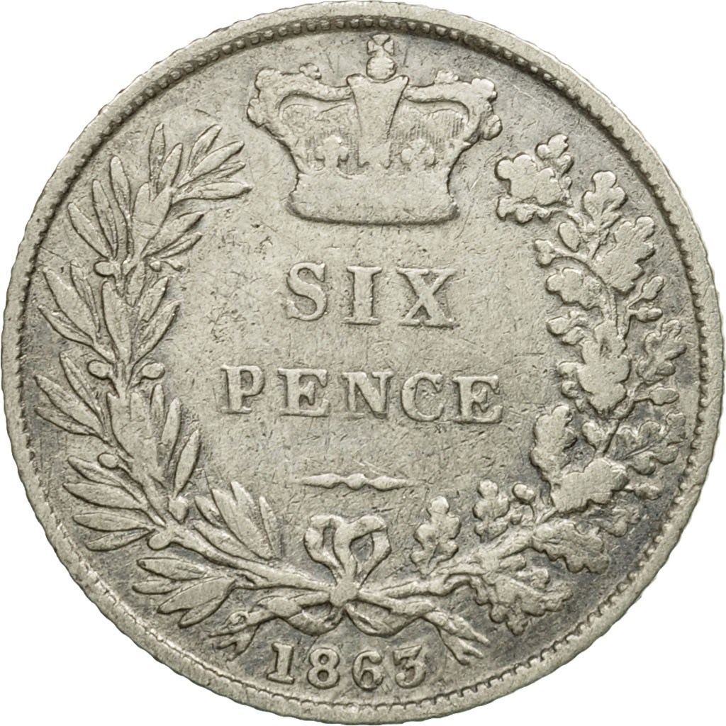 Coin, Great Britain, Victoria, 6 Pence, 1863, VF, Silver, KM:733.1