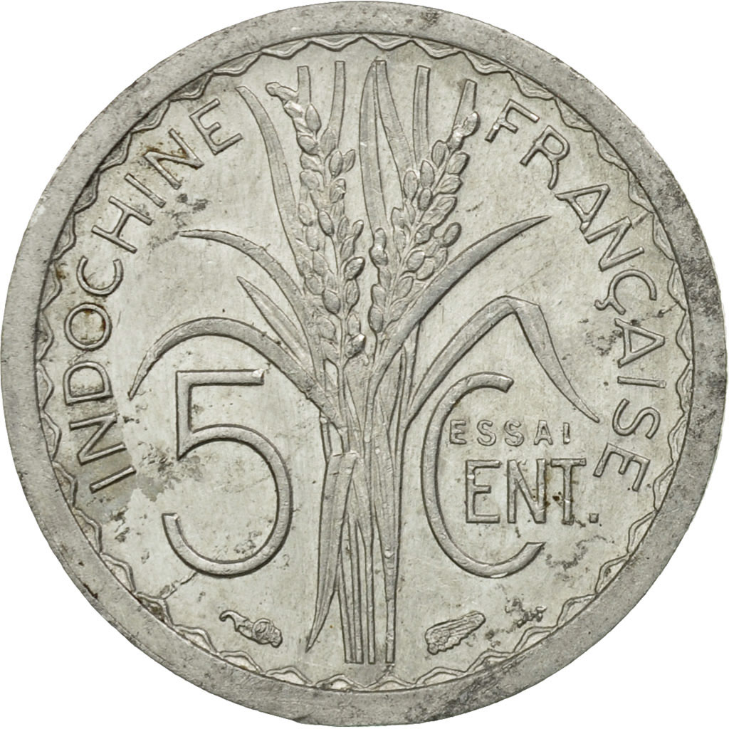 Coin, FRENCH INDO-CHINA, 5 Cents, 1946, Paris, ESSAI, AU(55-58), Aluminum