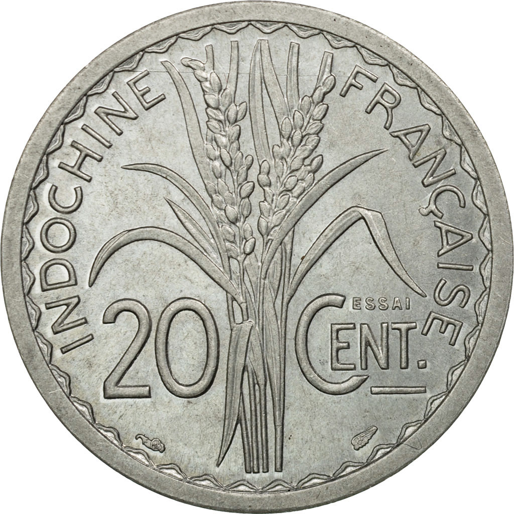 Munten, FRANS INDO-CHINA, 20 Cents, 1945, Paris, ESSAI, UNC-, Aluminium, KM:E39