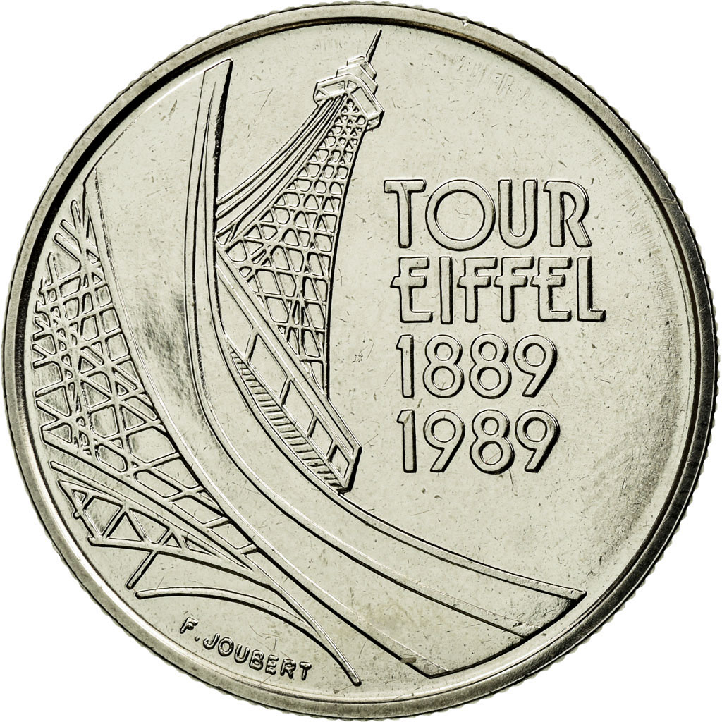 Coin, France, Tour Eiffel, 5 Francs, 1989, Paris, ESSAI, , Nickel
