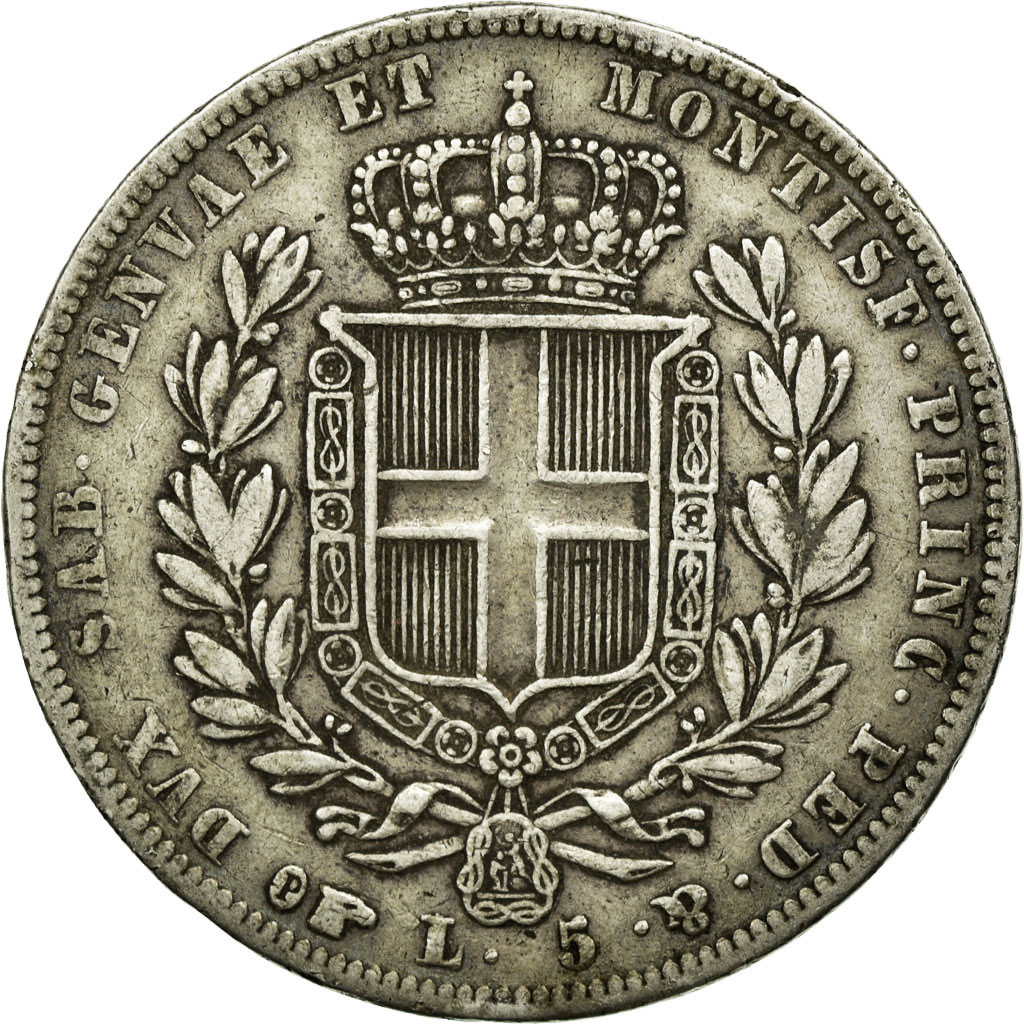 Coin, ITALIAN STATES, SARDINIA, Carlo Alberto, 5 Lire, 1835, Torino, VF
