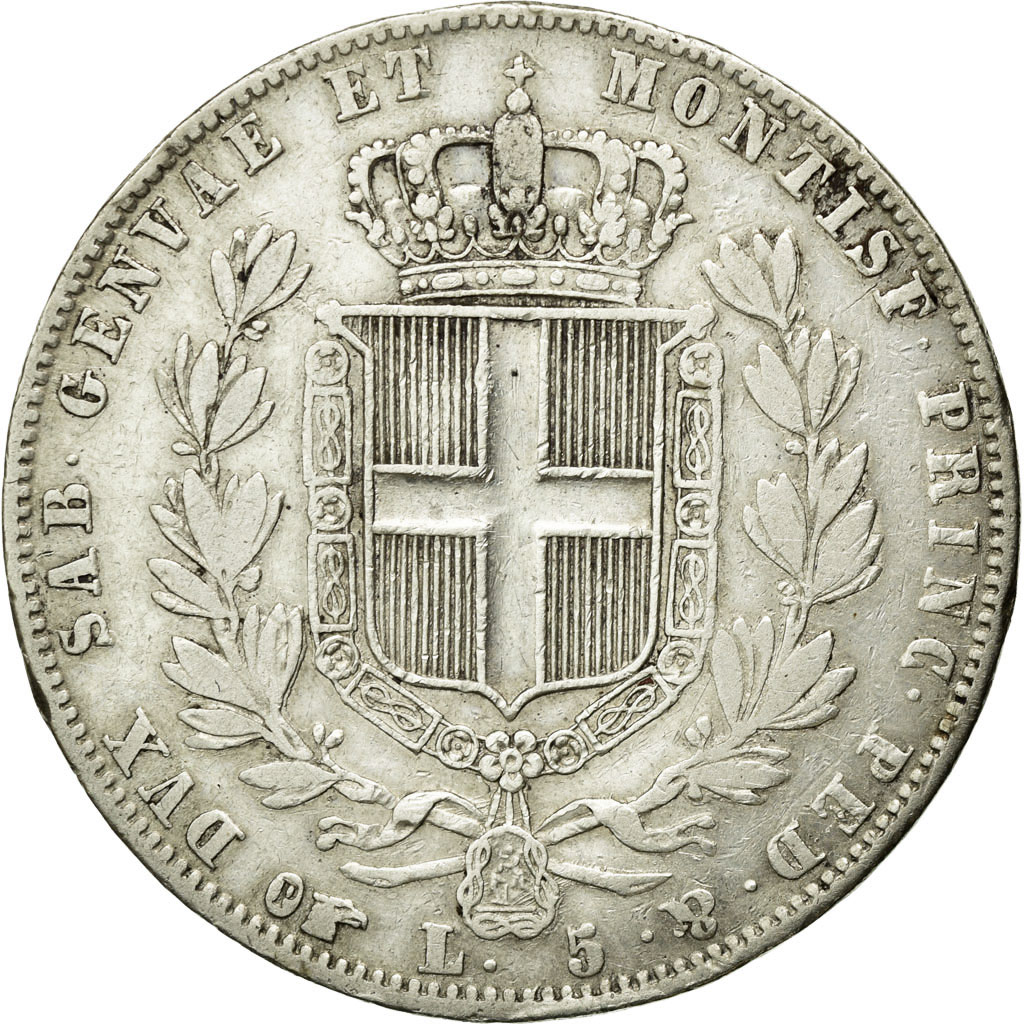 Coin, ITALIAN STATES, SARDINIA, Carlo Alberto, 5 Lire, 1847, Torino, VF