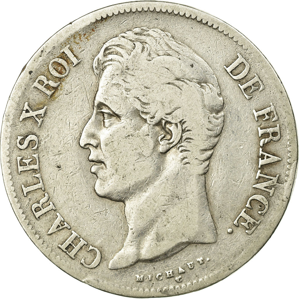 Coin, France, Charles X, 5 Francs, 1827, Lille, , Silver, KM:728.13