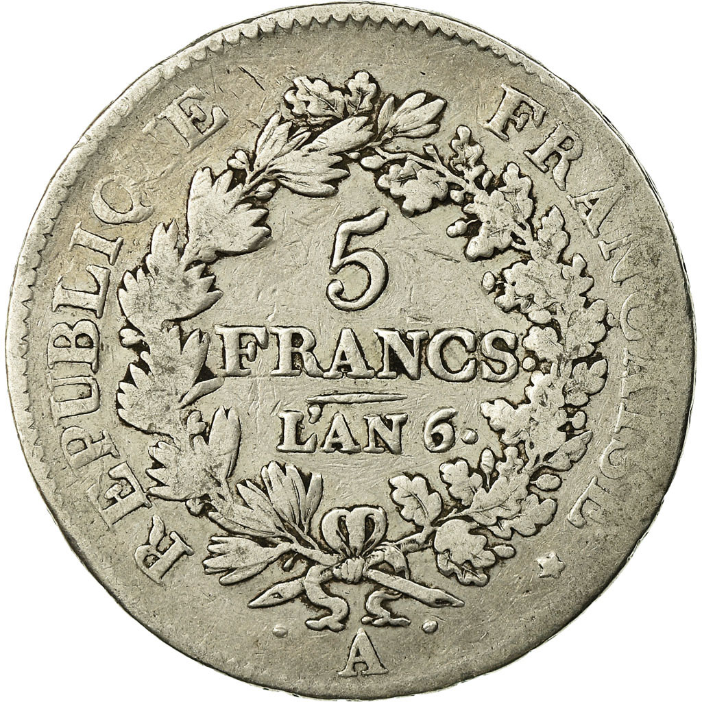 Coin, France, Union et Force, 5 Francs, AN 6, Paris, , Silver, KM:639.1