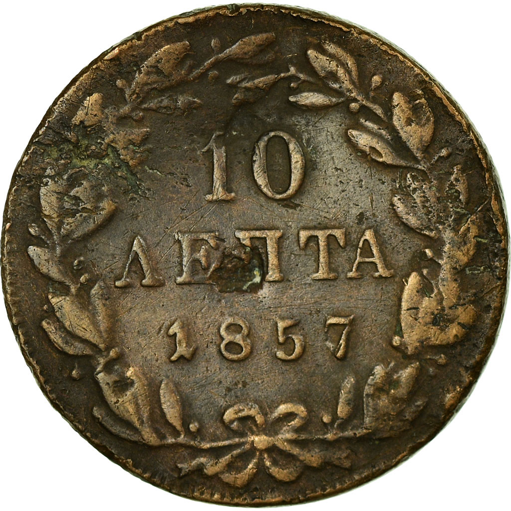 Coin, Greece, Othon, 10 Lepta, 1857, Athens, , Copper, KM:29