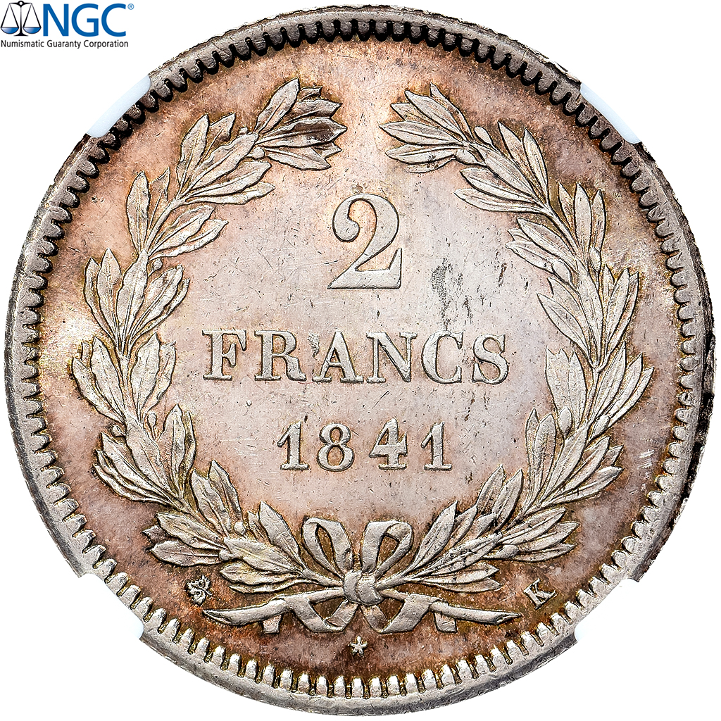 France, Louis Philippe I, 2 Francs, 1841, Bordeaux, Silver, NGC, 