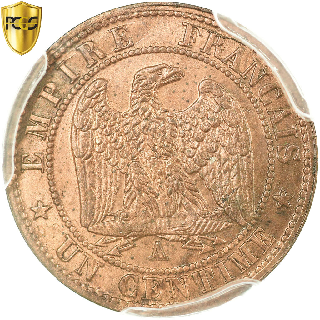 Coin, France, Napoleon III, Napoléon III, Centime, 1857, Paris, PCGS, MS64RB