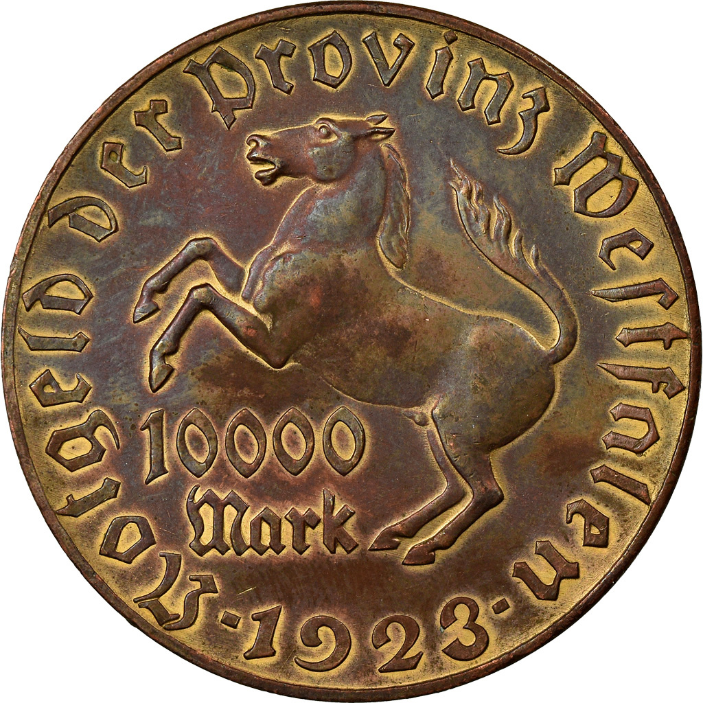 Coin, Germany, Vom Stein, 10 000 Mark, 1923, , Bronze-Aluminium