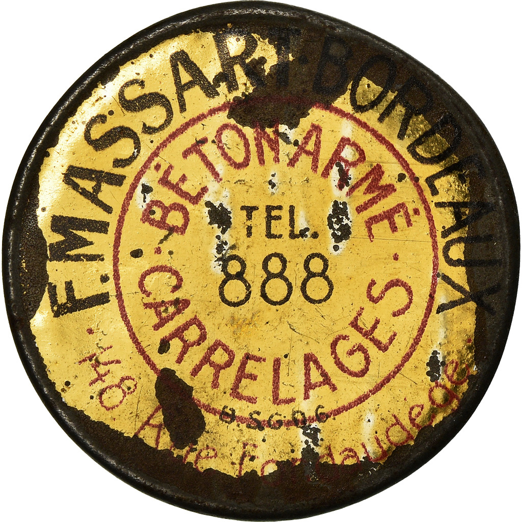 Coin, France, F.Massart, Bordeaux, Carrelages, 5 Centimes, Timbre-Monnaie