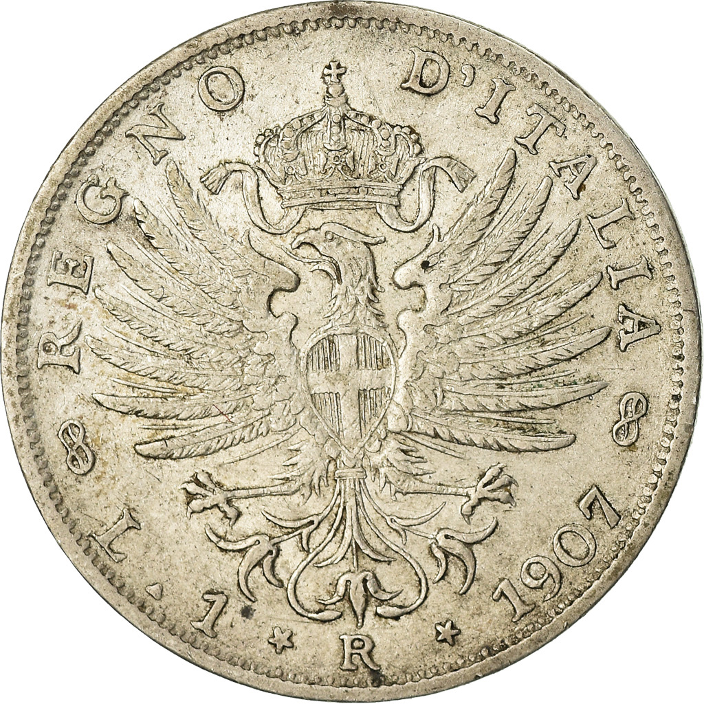 Coin, Italy, Vittorio Emanuele III, Lira, 1907, Rome, , Silver, KM:32