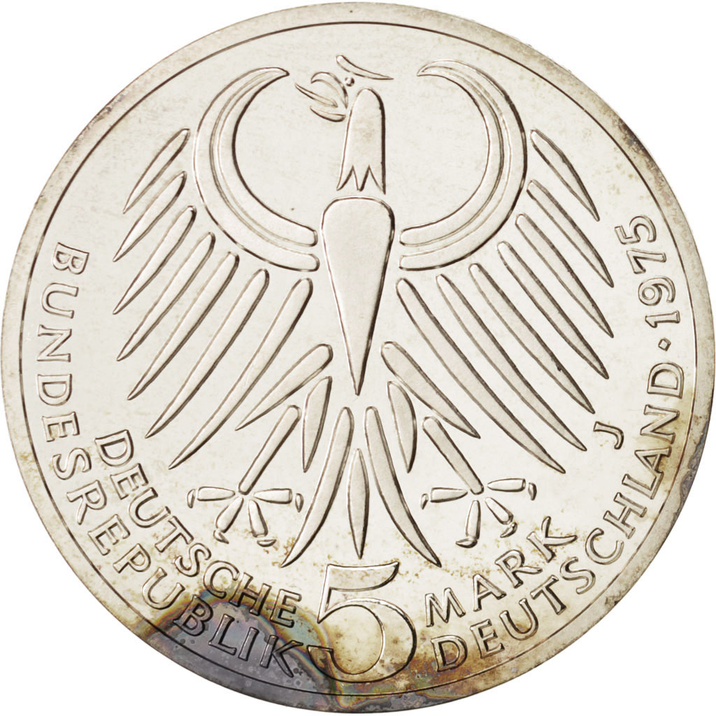 Coin, GERMANY - FEDERAL REPUBLIC, 5 Mark, 1975, Hamburg, Germany, 