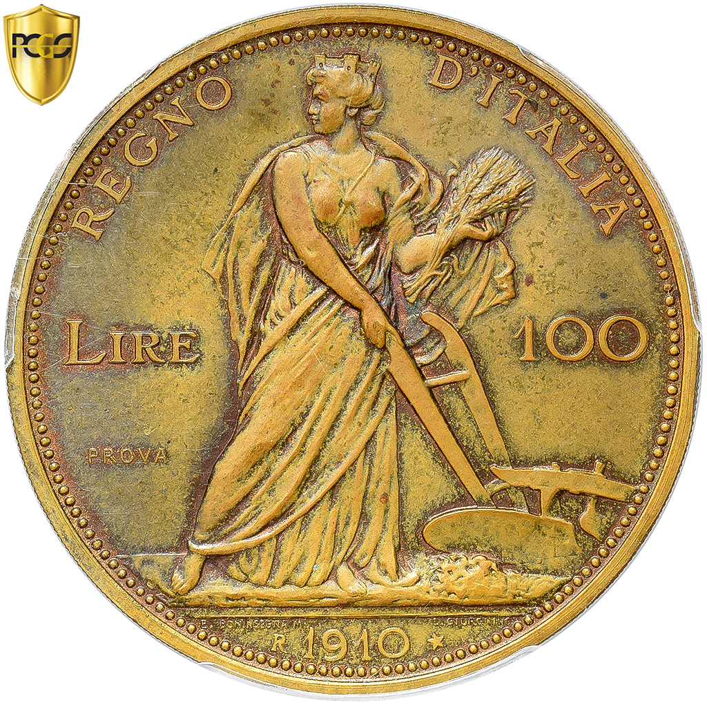 Italia, Vittorio Emanuele III, 100 Lire, 1910, Rome, Pattern, Bronzo, PCGS