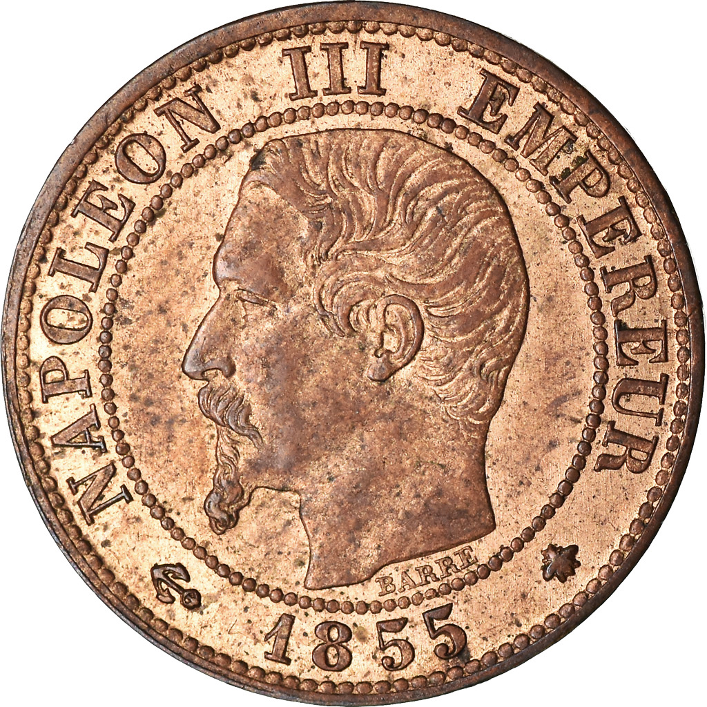 Munten, Frankrijk, Napoleon III, Napoléon III, Centime, 1855, Strasbourg, UNC-