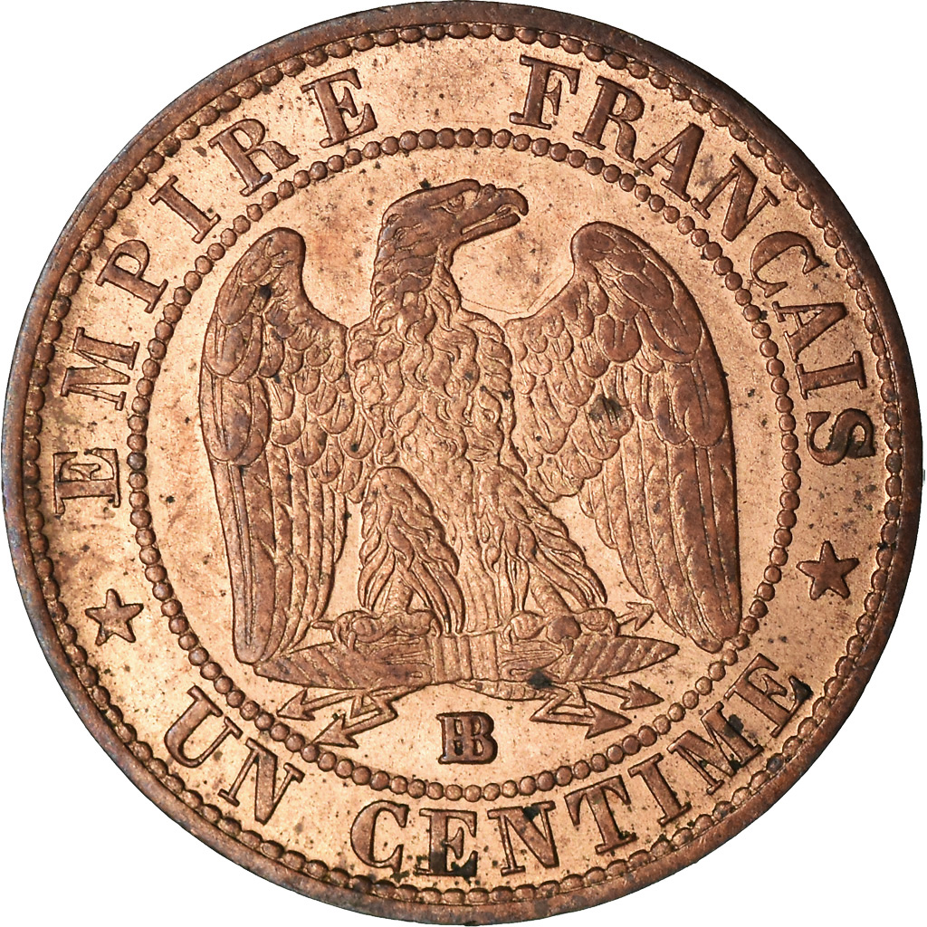 Munten, Frankrijk, Napoleon III, Napoléon III, Centime, 1855, Strasbourg, UNC-