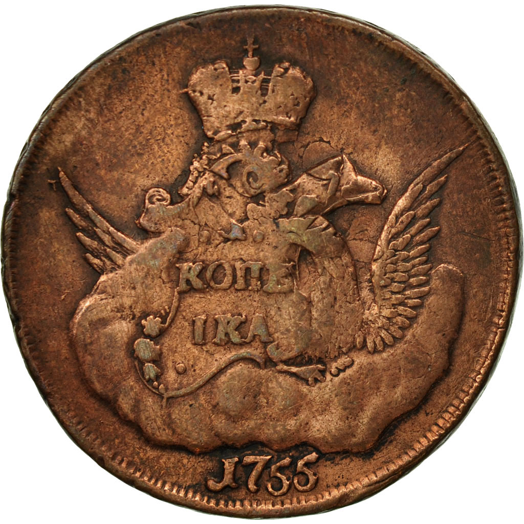 Coin, Russia, Elizabeth, Kopek, 1755, Moscow, , Copper, KM:3.2