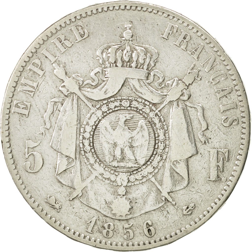 Coin, France, Napoleon III, Napoléon III, 5 Francs, 1856, Lyon, VF(30-35)