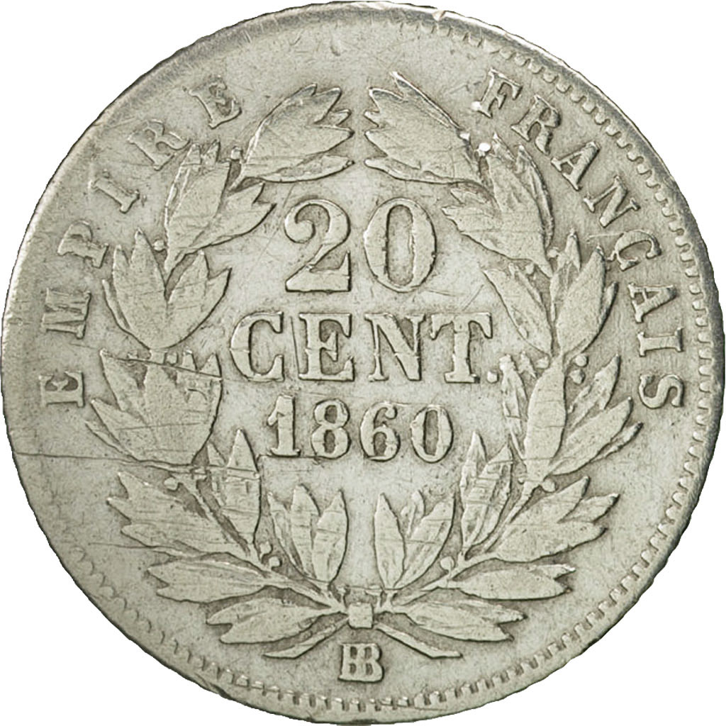 Coin, France, Napoleon III, Napoléon III, 20 Centimes, 1860, Strasbourg