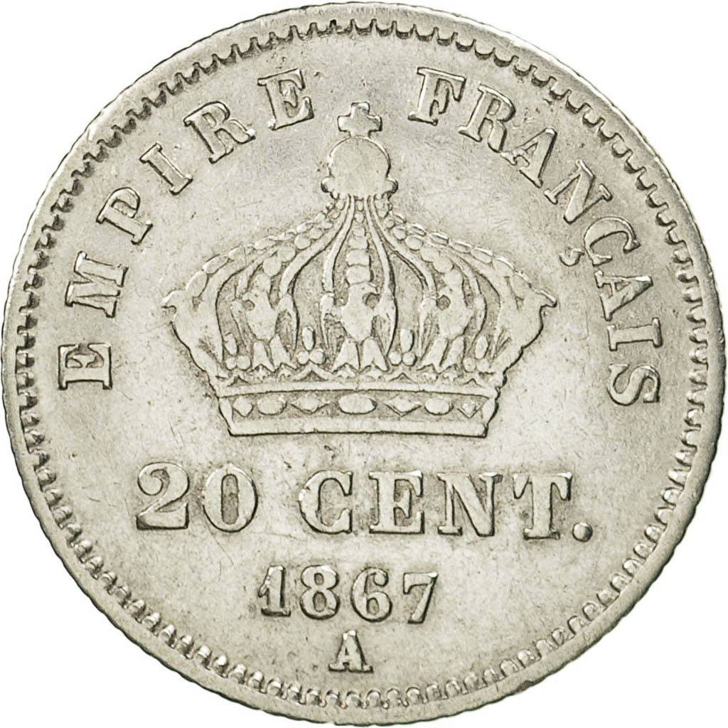 Coin, France, Napoleon III, Napoléon III, 20 Centimes, 1867, Paris, 