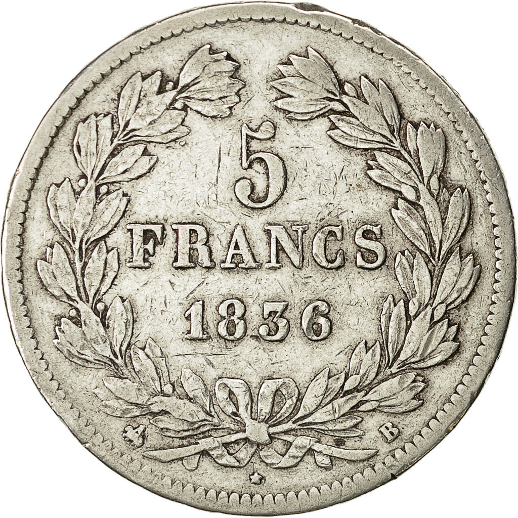 Coin, France, Louis-Philippe, 5 Francs, 1836, Rouen, , Silver