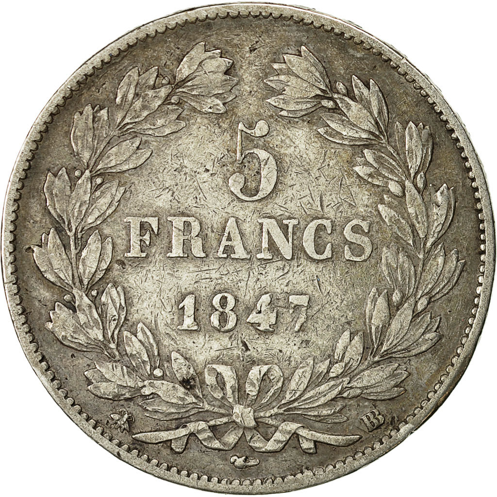 Coin, France, Louis-Philippe, 5 Francs, 1847, Strasbourg, , Silver