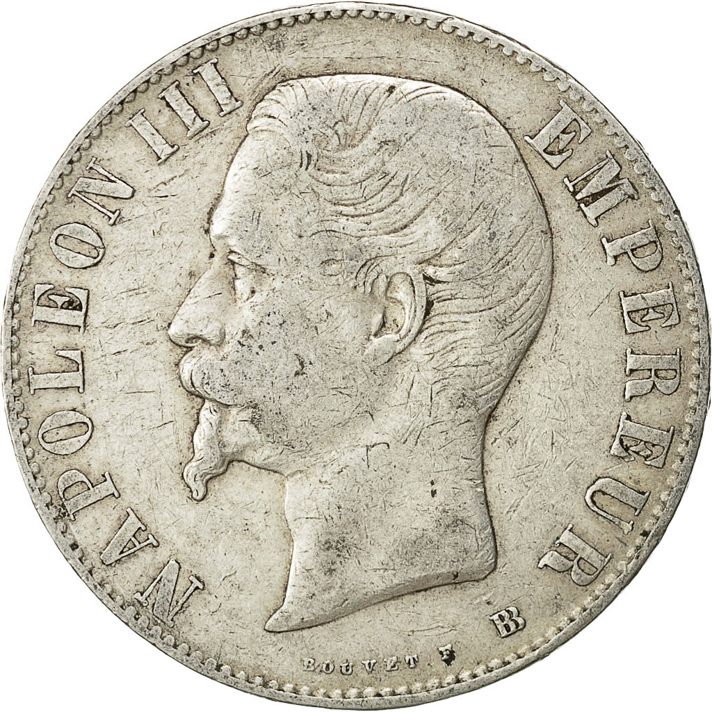 Coin, France, Napoleon III, Napoléon III, 5 Francs, 1855, Strasbourg