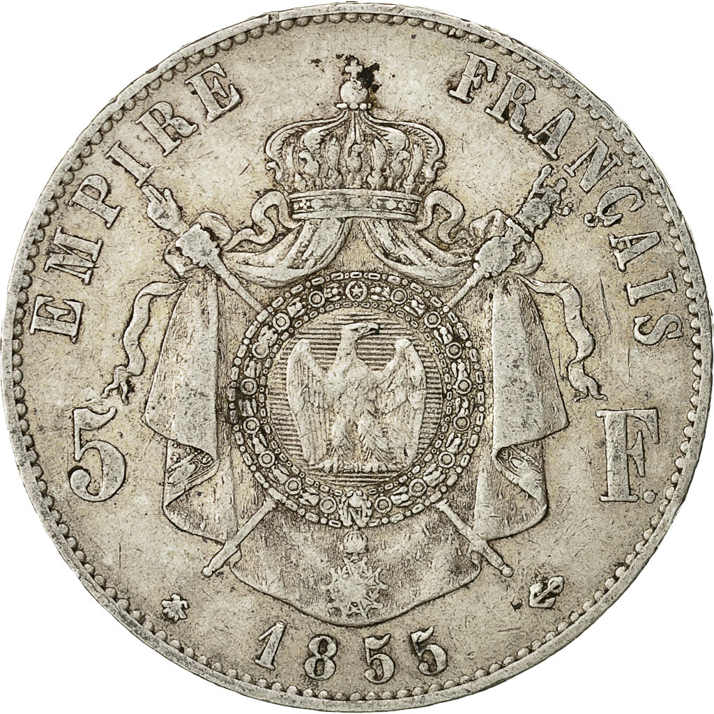 Coin, France, Napoleon III, Napoléon III, 5 Francs, 1855, Strasbourg