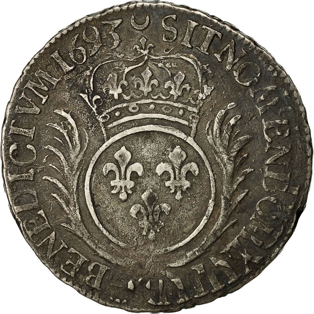 Coin, France, Louis XIV, 1/2 Écu aux palmes, 1/2 Ecu, 1693, Rennes, 