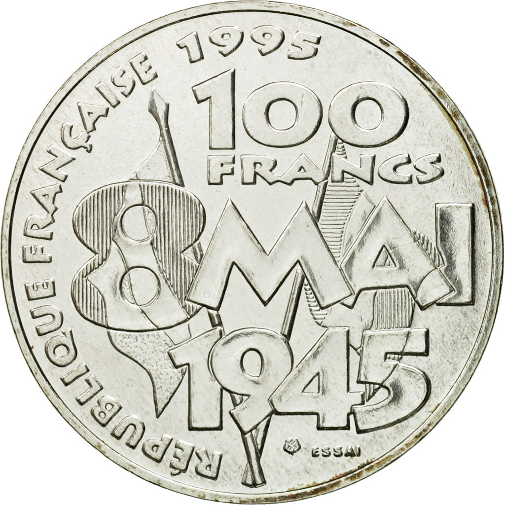 Coin, France, 8 mai 1945, 100 Francs, 1995, Pessac, ESSAI, , Silver