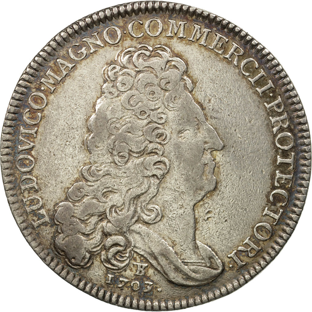 Frankrijk, Token, Louis XIV, Chambre de Commerce de Rouen, 1703, ZF, Zilver