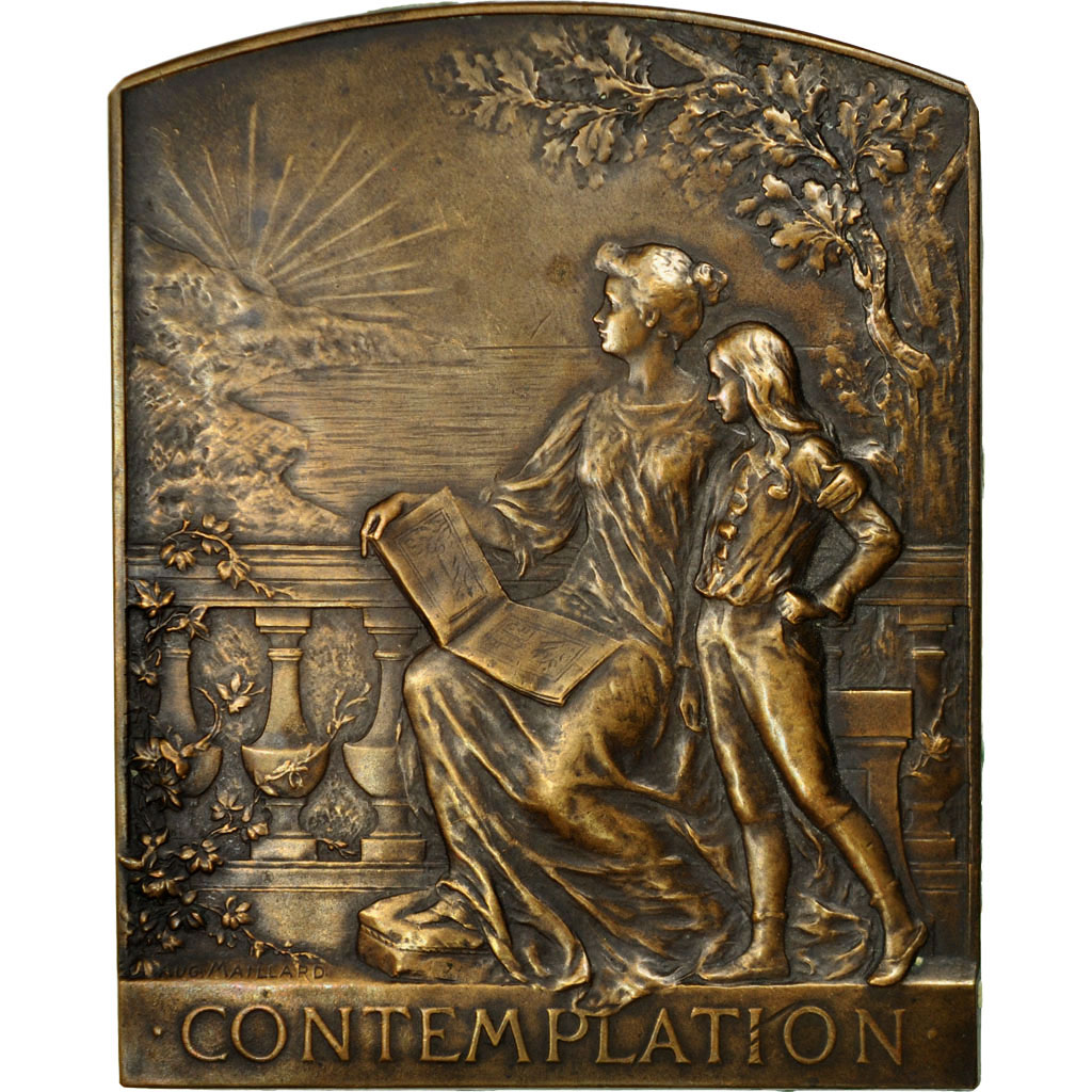 France, Medal, Contemplation, Art Nouveau, Aug.Maillard, , Bronze
