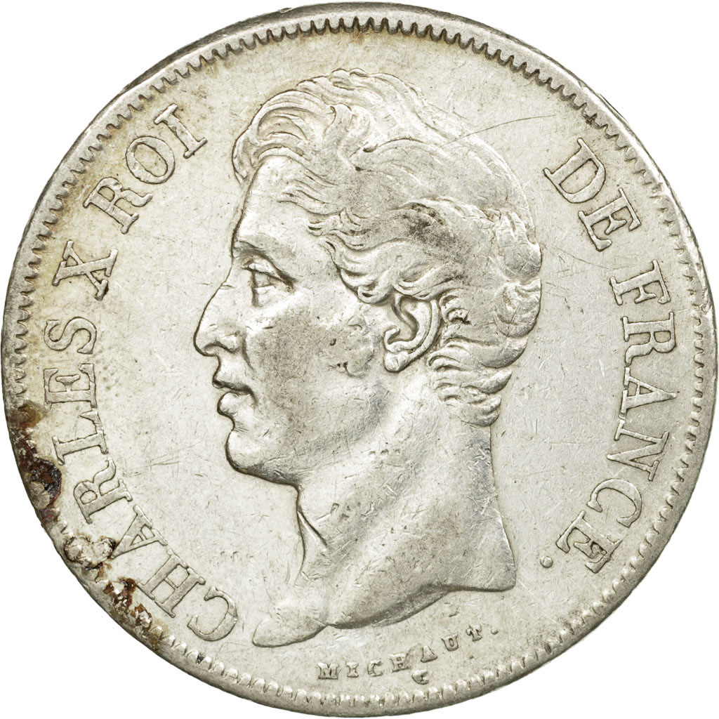 Coin, France, Charles X, 5 Francs, 1828, Bayonne, , Silver, KM:728.8