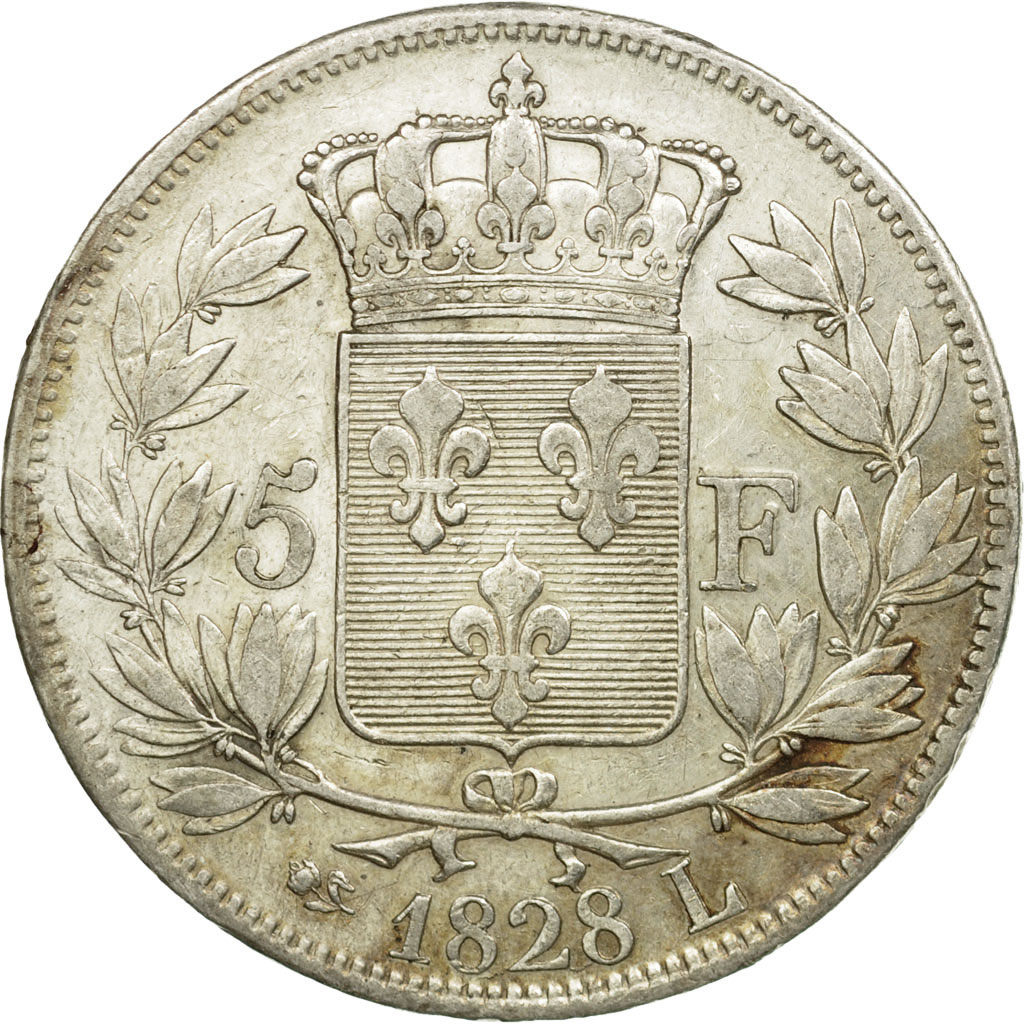 Coin, France, Charles X, 5 Francs, 1828, Bayonne, , Silver, KM:728.8