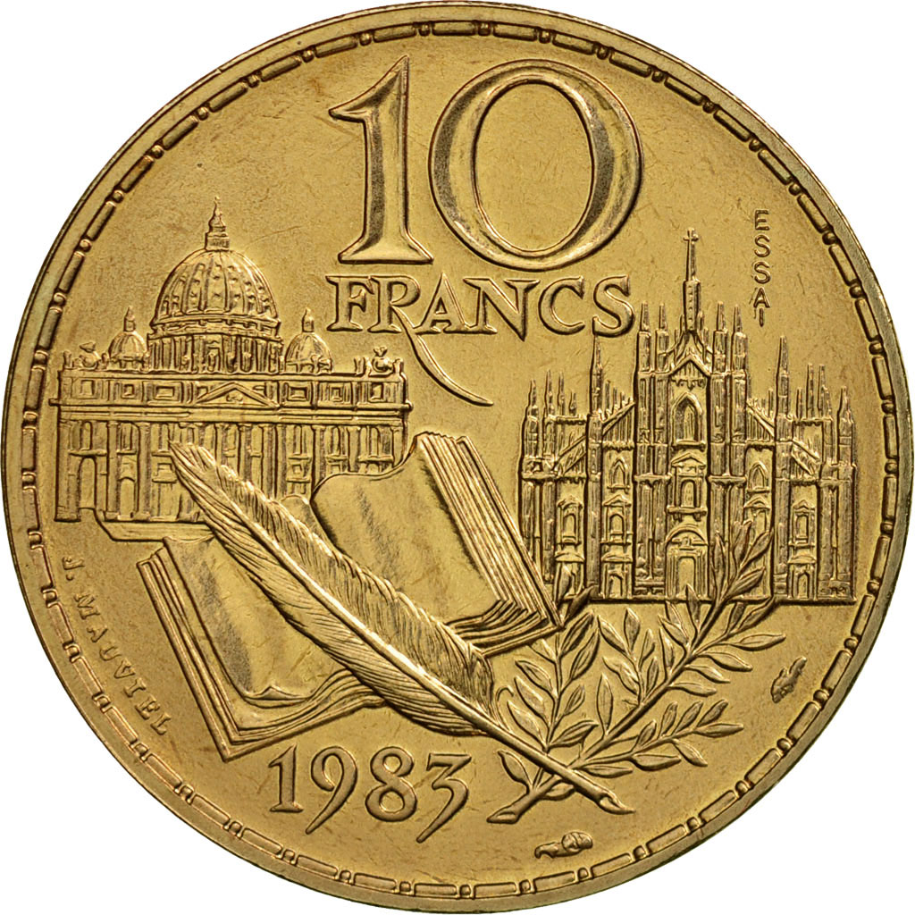 Coin, France, Stendhal, 10 Francs, 1983, ESSAI, , Nickel-Bronze