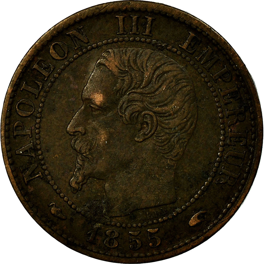 Coin, France, Napoleon III, Centime, 1855, Paris, 