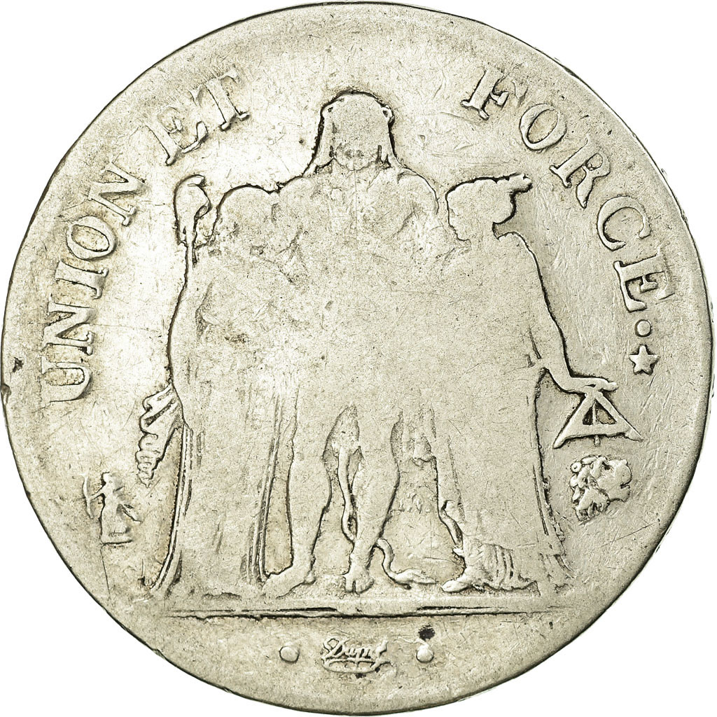Coin, France, Union et Force, 5 Francs, AN 9, Bayonne, F, Silver