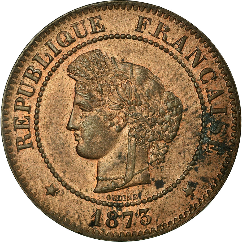Munten, Frankrijk, Cérès, 5 Centimes, 1873, Bordeaux, PR, Bronze, KM:821.2