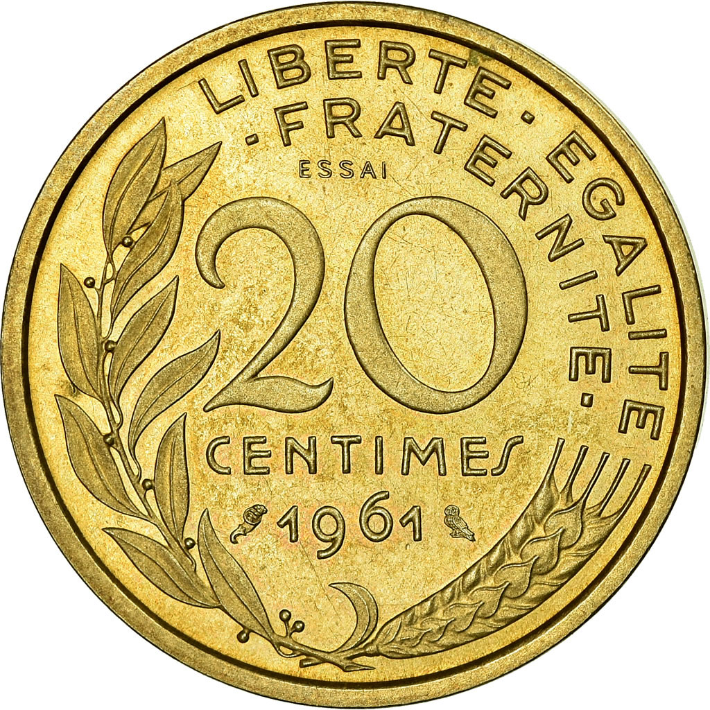 Coin, France, Essai de Dieudonné, 20 Centimes, 1961, Paris, ESSAI, 