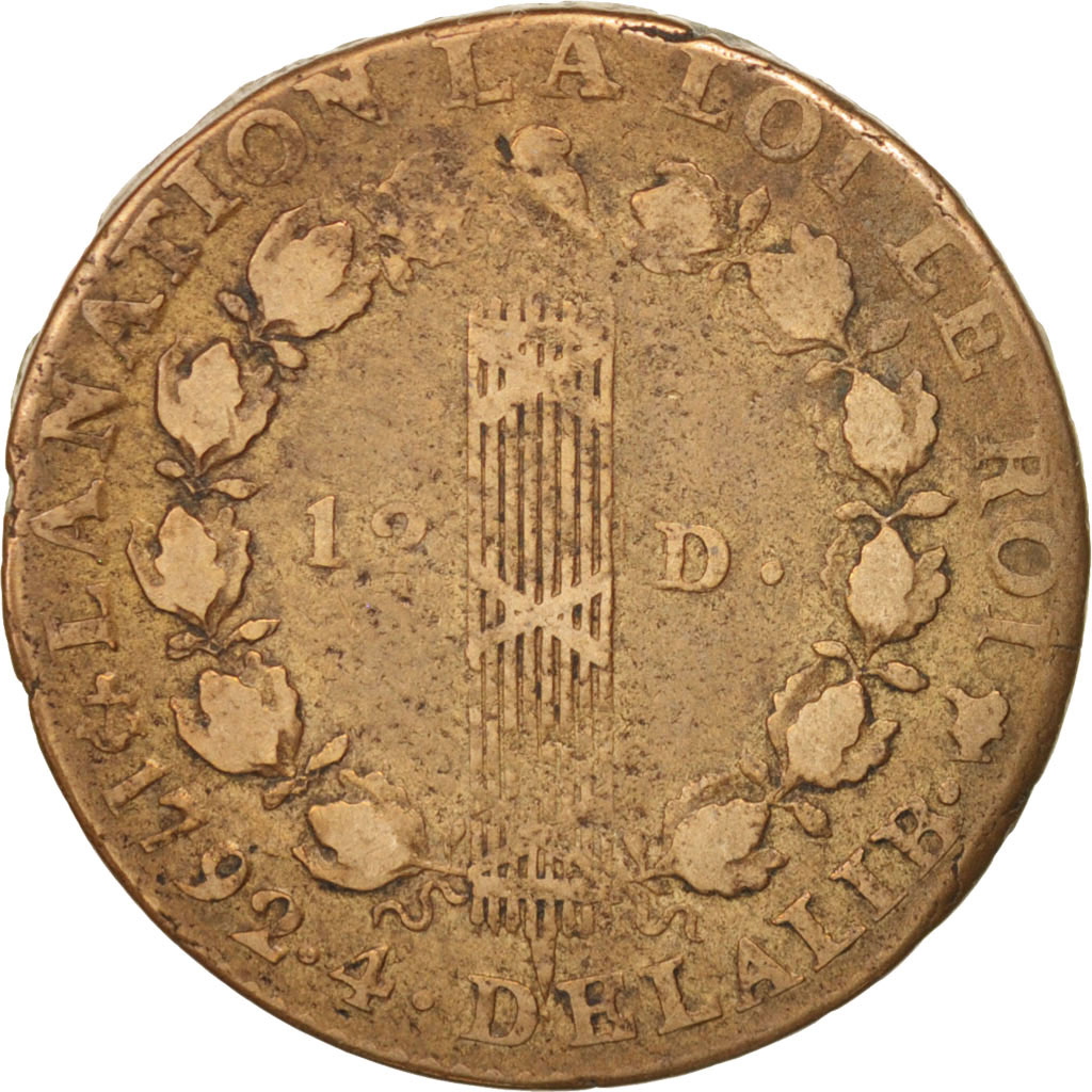Coin, France, 12 deniers françois, 12 Deniers, 1792, La Rochelle, 