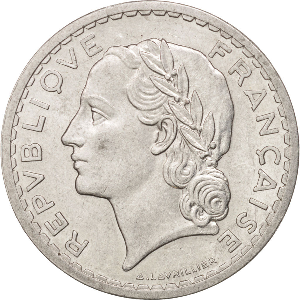 Coin, France, Lavrillier, 5 Francs, 1945, Beaumont le Roger, , Aluminum