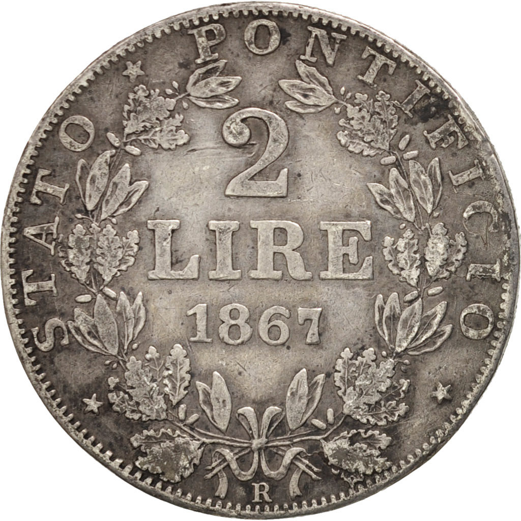 Coin, ITALIAN STATES, PAPAL STATES, Pius IX, 2 Lire, 1867, Rome, 