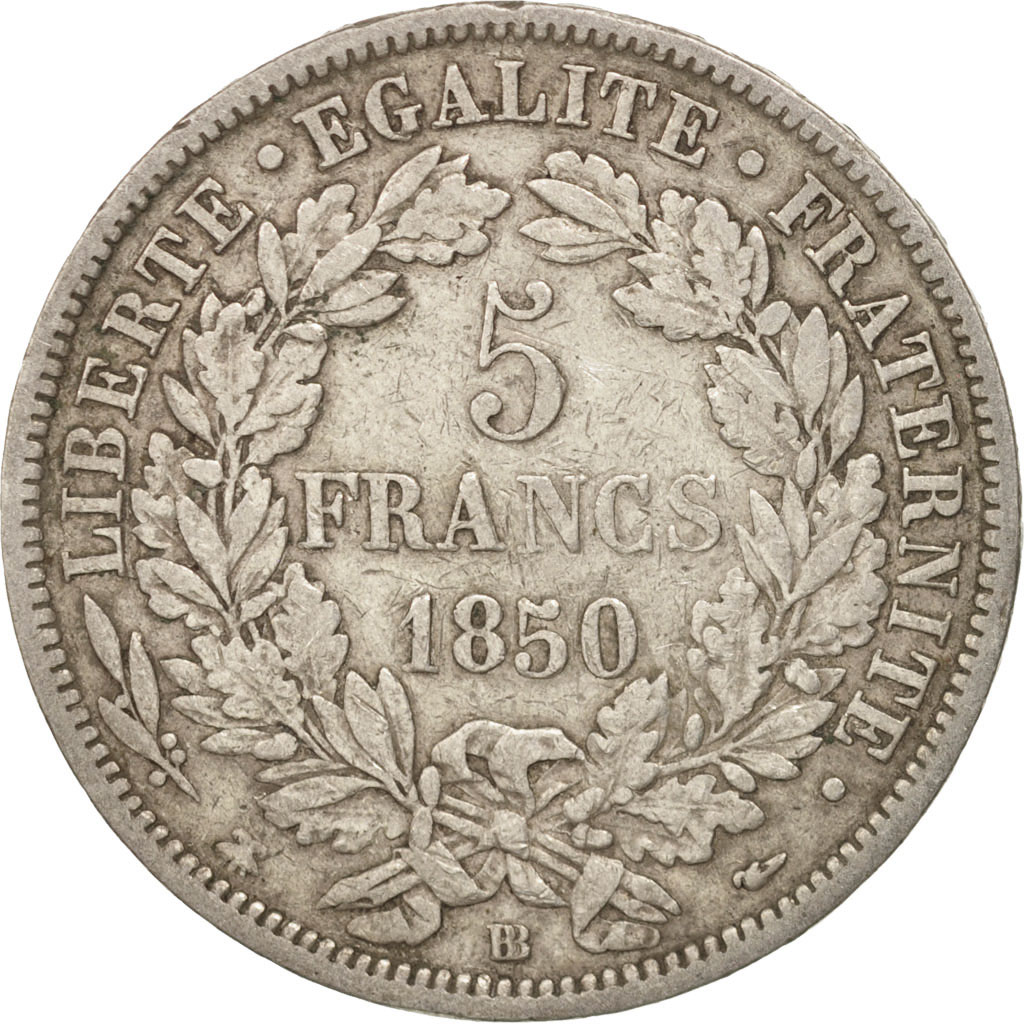Coin, France, Cérès, 5 Francs, 1850, Strasbourg, , Silver, KM:761.2
