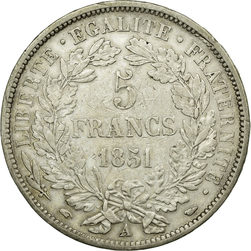 Coin, France, Cérès, 5 Francs, 1851, Paris, , Silver, Gadoury:719