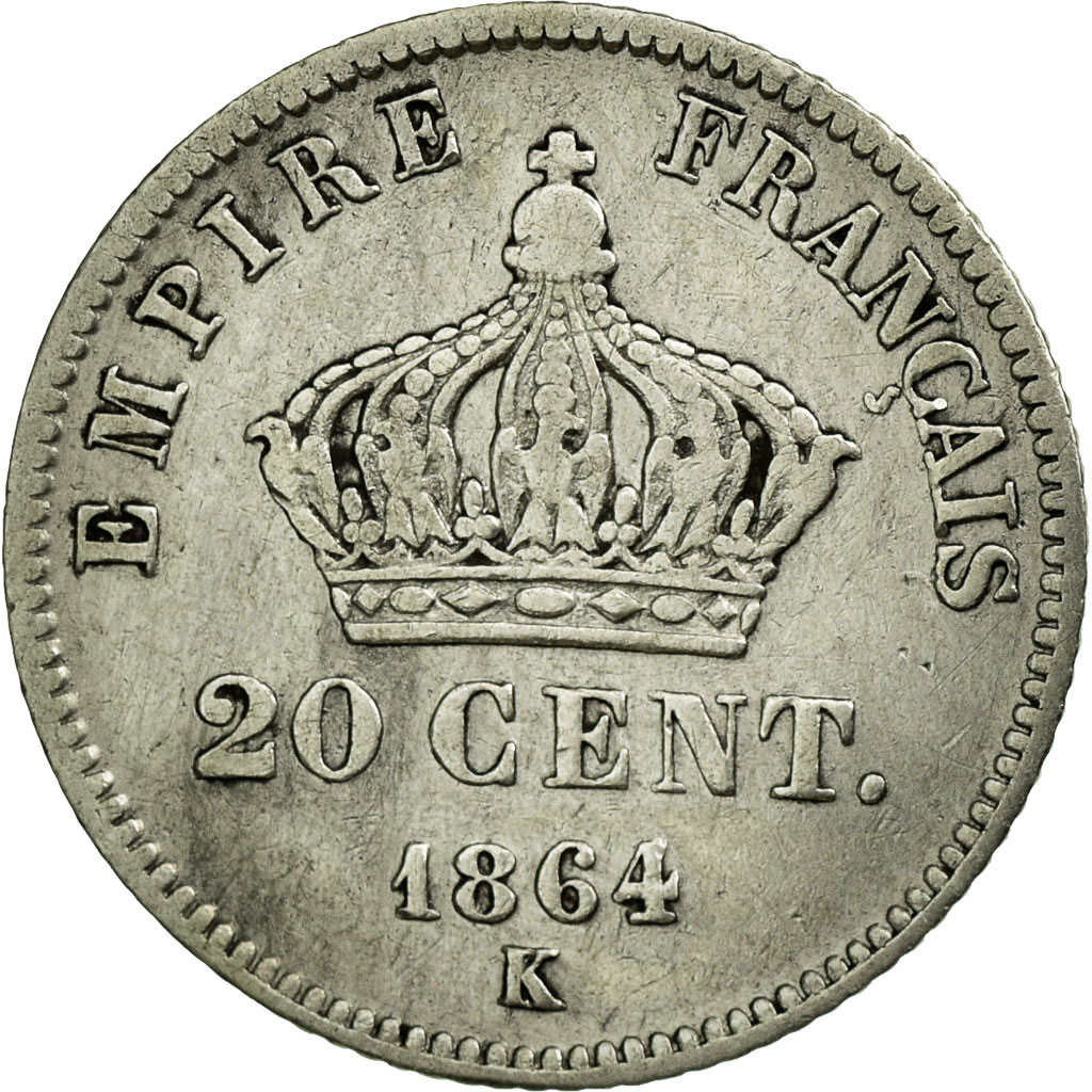 Coin, France, Napoleon III, Napoléon III, 20 Centimes, 1864, Bordeaux