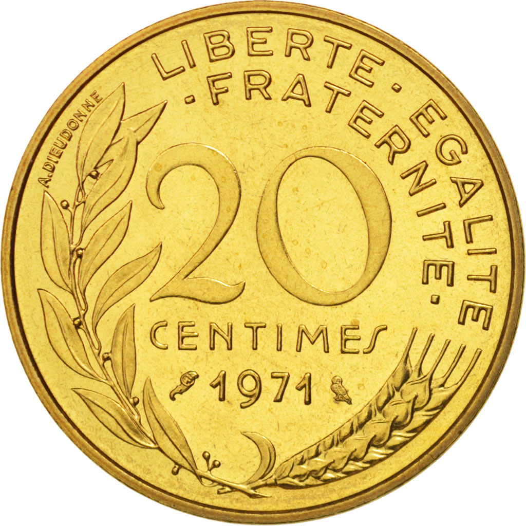 Coin, France, Marianne, 20 Centimes, 1971, Paris, , Aluminum-Bronze