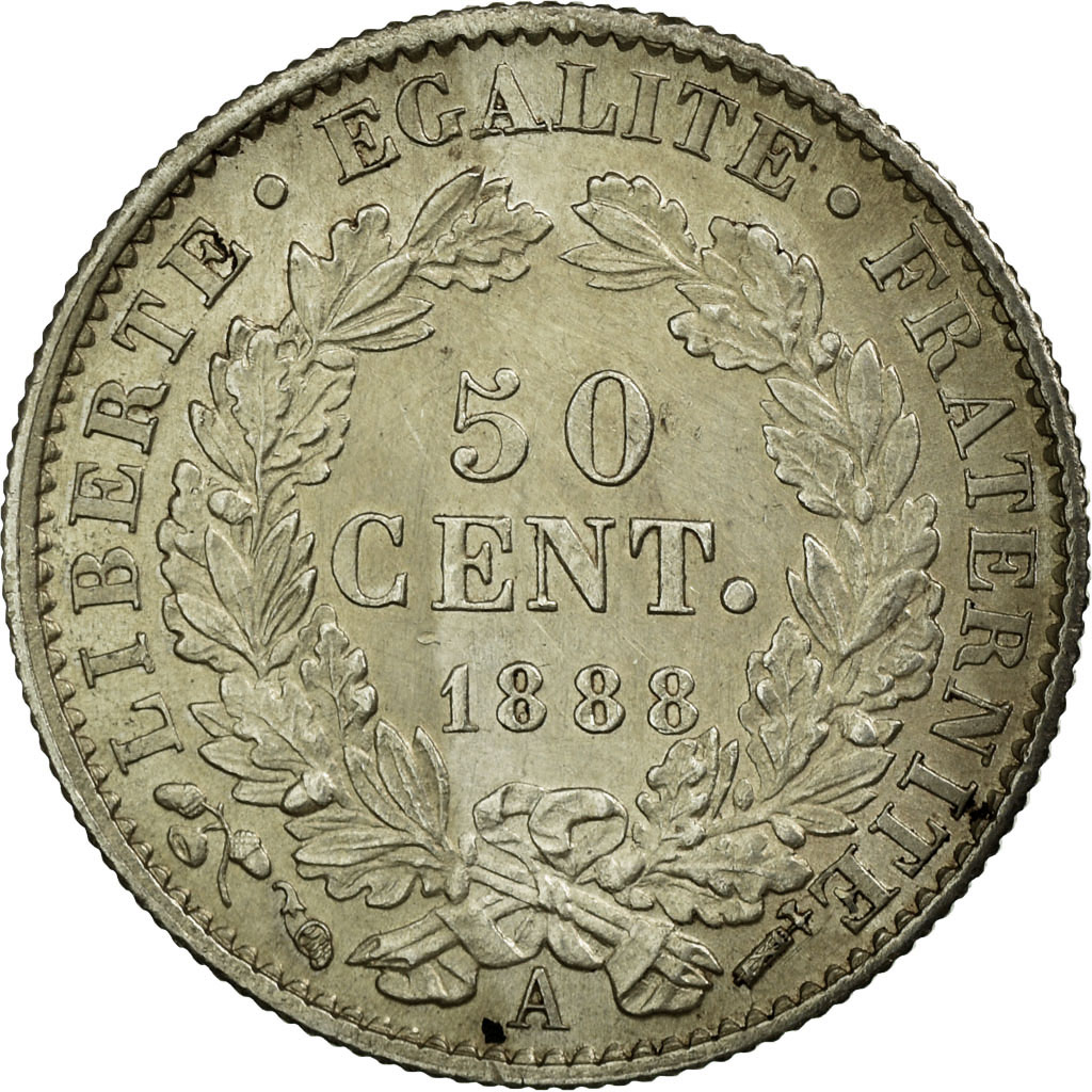 Coin, France, Cérès, 50 Centimes, 1888, Paris, , Silver, KM:834.1